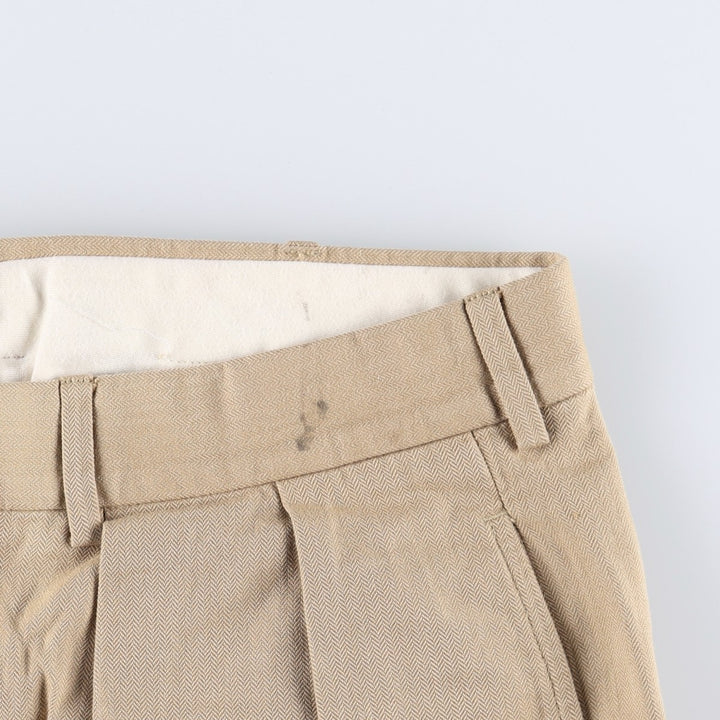 Ralph Lauren POLO by Ralph Lauren two-pleat slacks, men's size W37 (approx.) cotton Beige type Vintage Second Hand