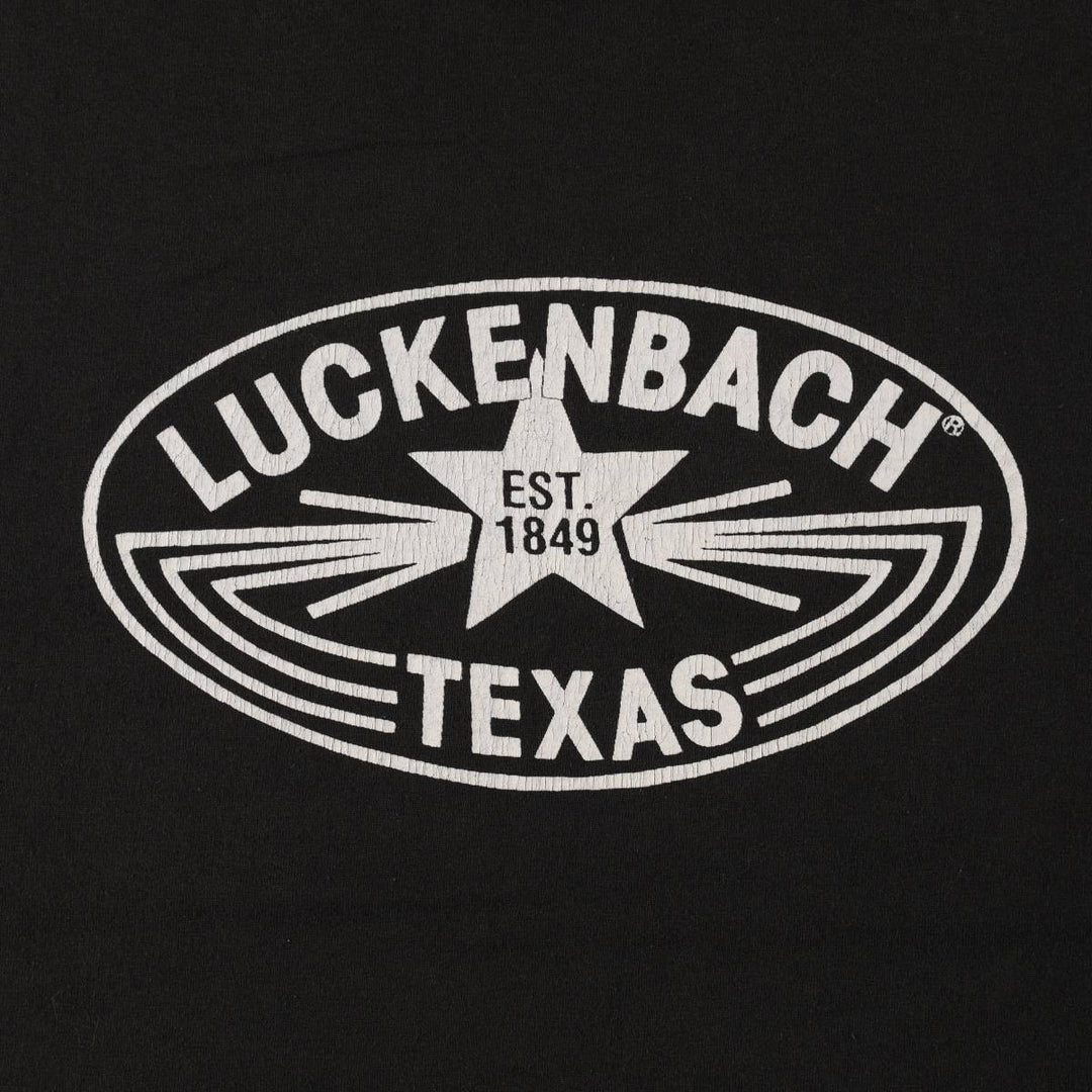 90'S Fruit of the Loom Luckenbach Texas Advertising T-Shirt, Made in USA, Men's XL equivalent, Short Sleeve, Vintage cotton black type Vintage Second Hand