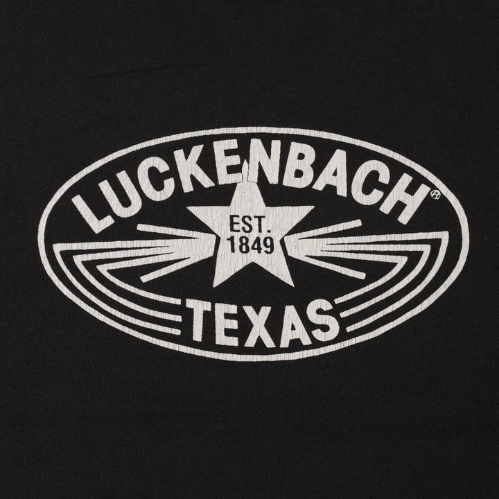90'S Fruit of the Loom Luckenbach Texas Advertising T-Shirt, Made in USA, Men's XL equivalent, Short Sleeve, Vintage cotton black type Vintage Second Hand