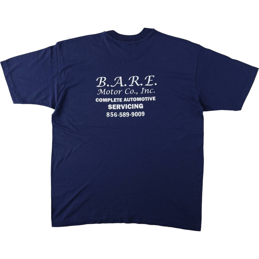 Hanes BARE Motor Company Advertising T-Shirt, Made in Jamaica, Men's XL (approx.), Short Sleeve cotton Navy blue Vintage Second Hand