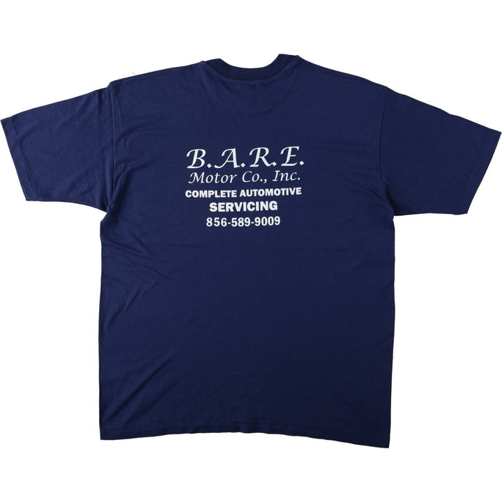 Hanes BARE Motor Company Advertising T-Shirt, Made in Jamaica, Men's XL (approx.), Short Sleeve cotton Navy blue Vintage Second Hand
