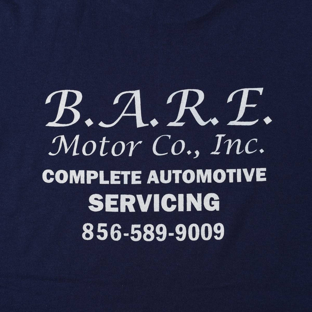 Hanes BARE Motor Company Advertising T-Shirt, Made in Jamaica, Men's XL (approx.), Short Sleeve cotton Navy blue Vintage Second Hand