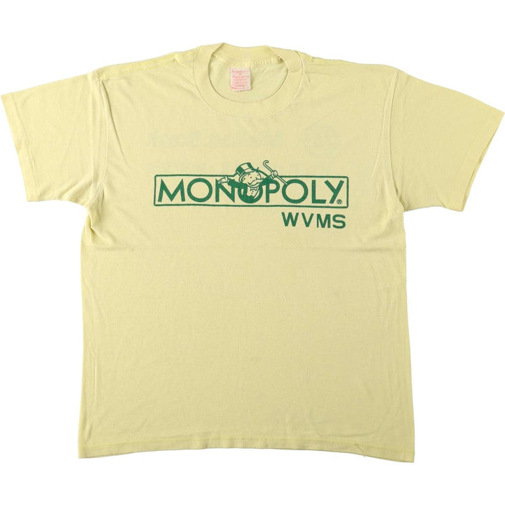70s-80'S Sportswear Mellon Bank MONOPOLY Advertising T-Shirt, Made in USA, Men's Size L (approx.), Vintage polyester yellow type Vintage Second Hand