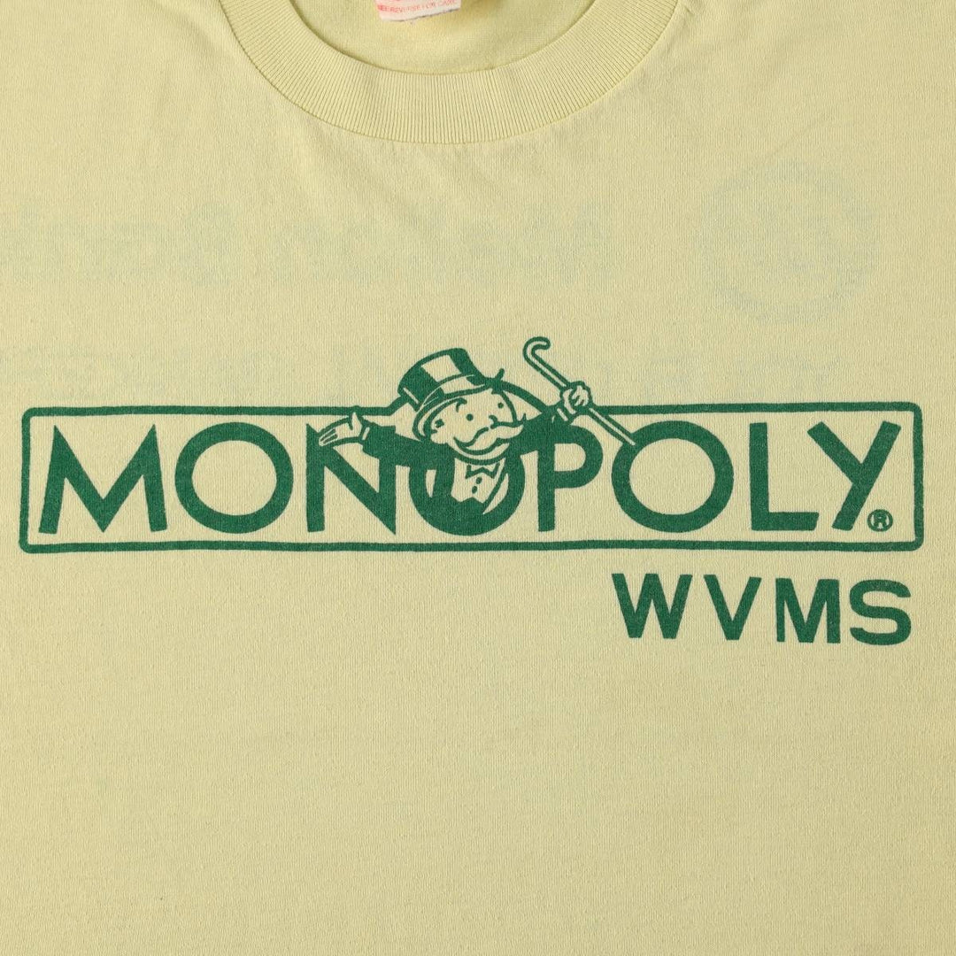 70s-80'S Sportswear Mellon Bank MONOPOLY Advertising T-Shirt, Made in USA, Men's Size L (approx.), Vintage polyester yellow type Vintage Second Hand