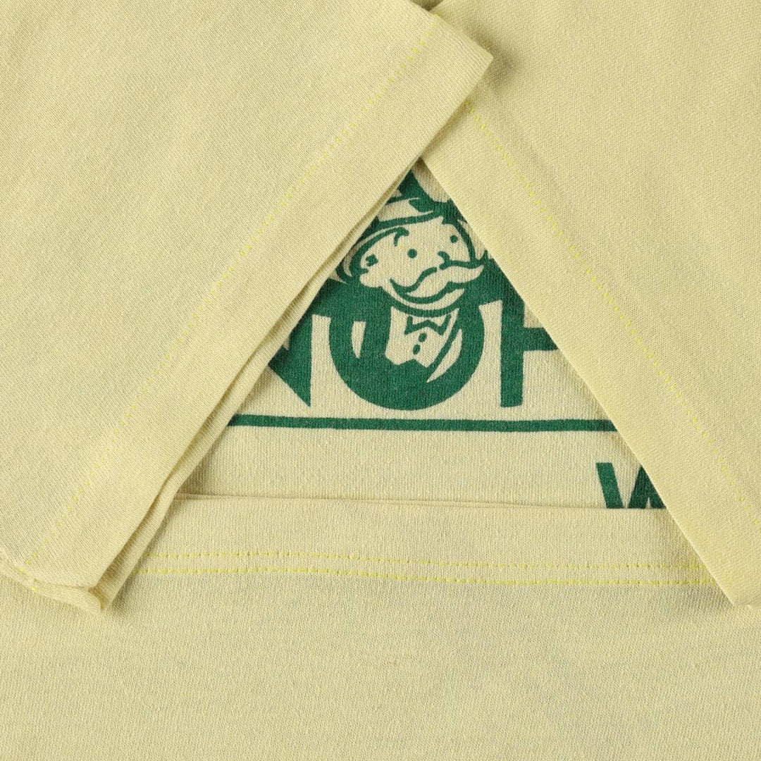 70s-80'S Sportswear Mellon Bank MONOPOLY Advertising T-Shirt, Made in USA, Men's Size L (approx.), Vintage polyester yellow type Vintage Second Hand