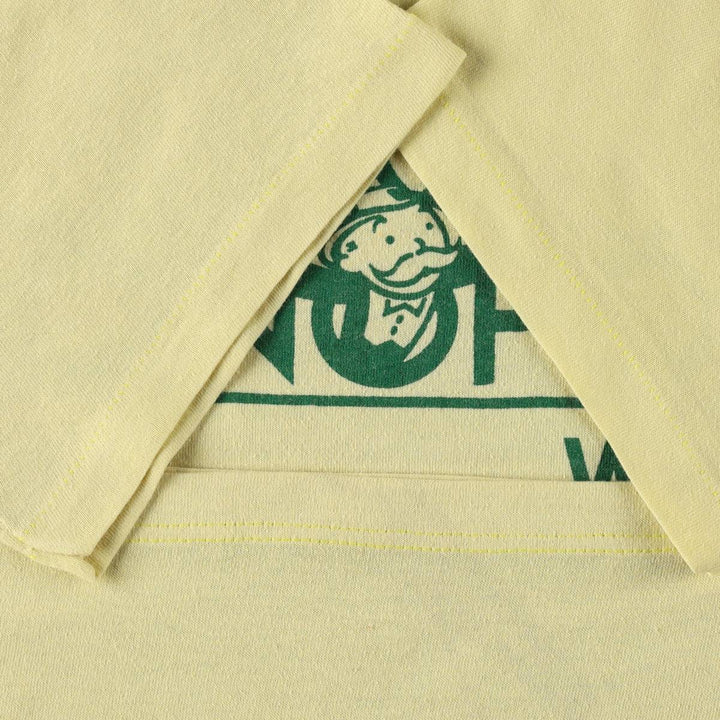 70s-80'S Sportswear Mellon Bank MONOPOLY Advertising T-Shirt, Made in USA, Men's Size L (approx.), Vintage polyester yellow type Vintage Second Hand