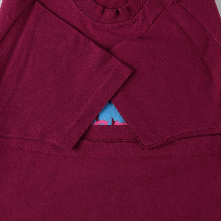 90'S Fruit of the Loom Nicky's Bar advertising T-shirt, Made in USA, Men's size L equivalent, Vintage cotton burgundy type Vintage Second Hand