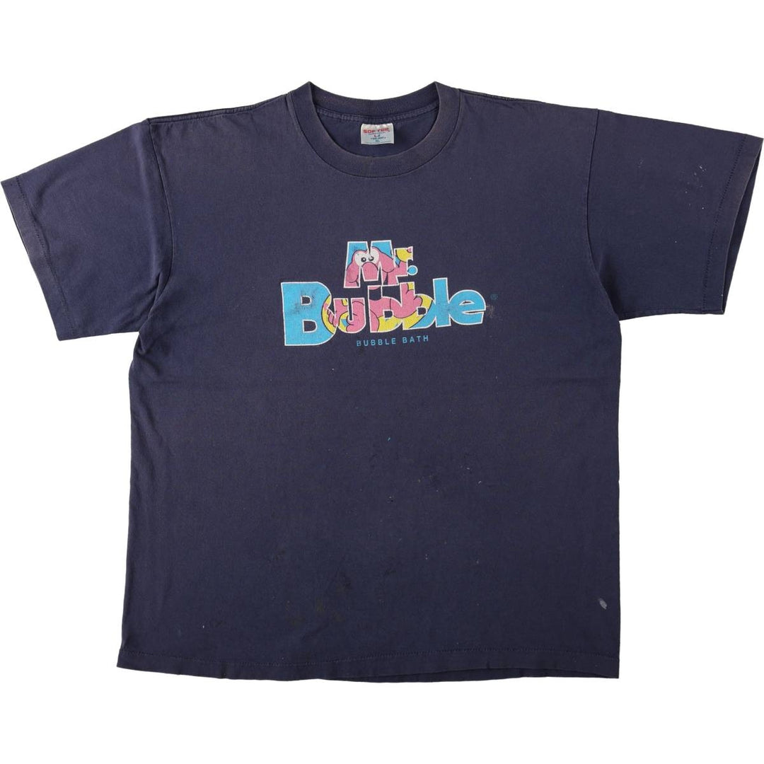 90'S Tee Jays SOF TEE Mr. Bubble Advertising T-Shirt Made in USA Men's XL equivalent Vintage cotton navy blue type Vintage Second Hand