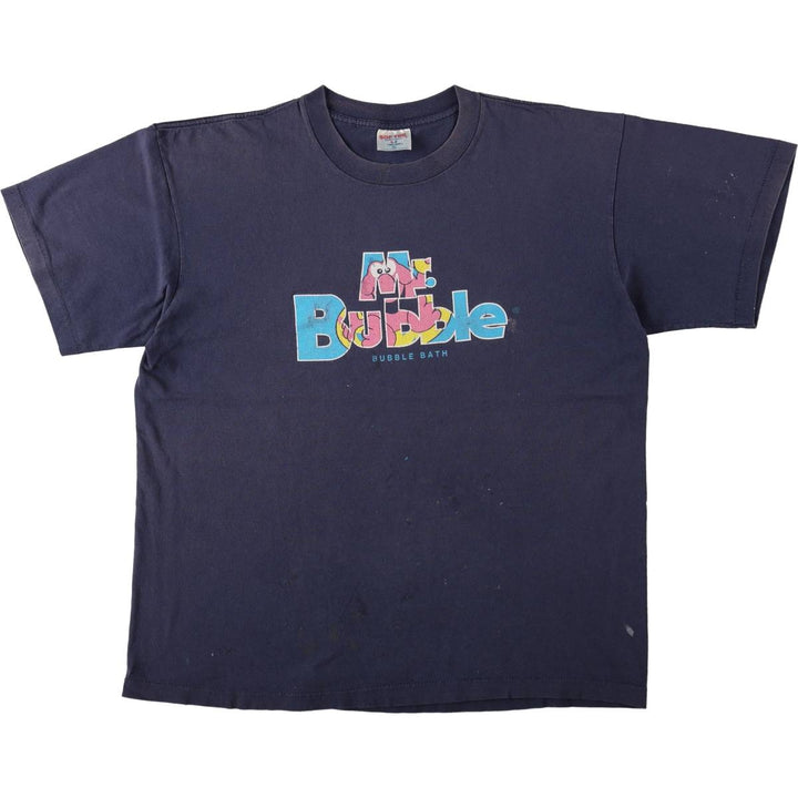 90'S Tee Jays SOF TEE Mr. Bubble Advertising T-Shirt Made in USA Men's XL equivalent Vintage cotton navy blue type Vintage Second Hand