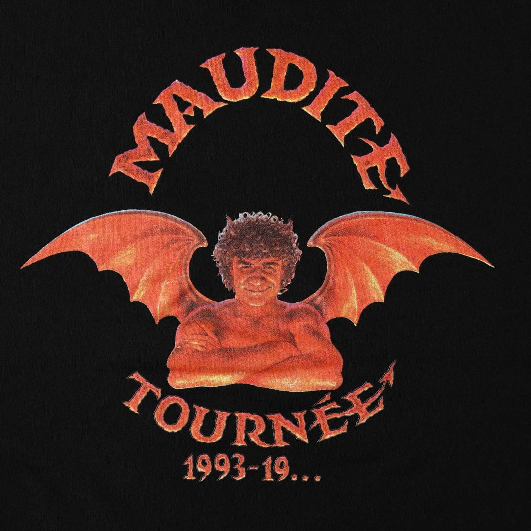 90'S Fruit of the Loom MAUDITE Advertising T-Shirt, Made in Canada, Men's XL equivalent, Vintage cotton black type Vintage Second Hand
