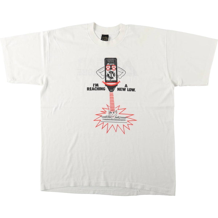 80s-90'S Center Star AMPROBE Advertising T-Shirt, Made in USA, Men's XL equivalent, Vintage polyester white type Vintage Second Hand