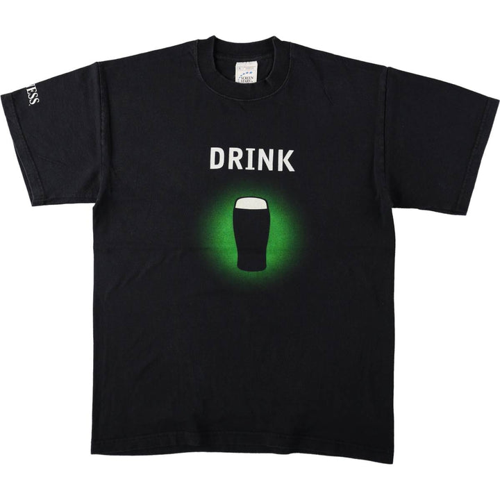 90s-00'S Fruit of the Loom Screen Stars GUNNESS advertising T-shirt, men's size L (approx.) cotton black type Vintage Second Hand