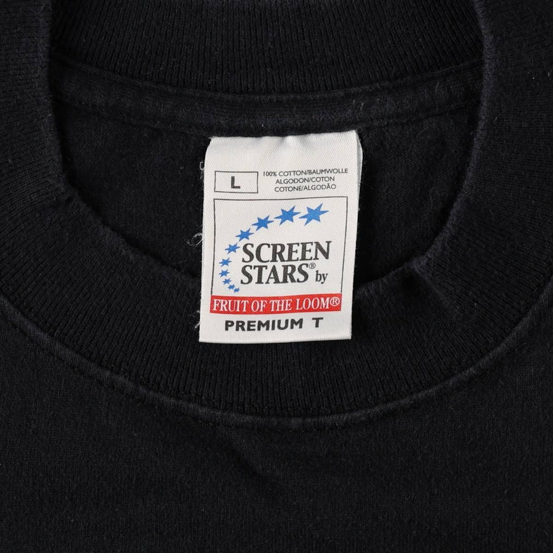 90s-00'S Fruit of the Loom Screen Stars GUNNESS advertising T-shirt, men's size L (approx.) cotton black type Vintage Second Hand