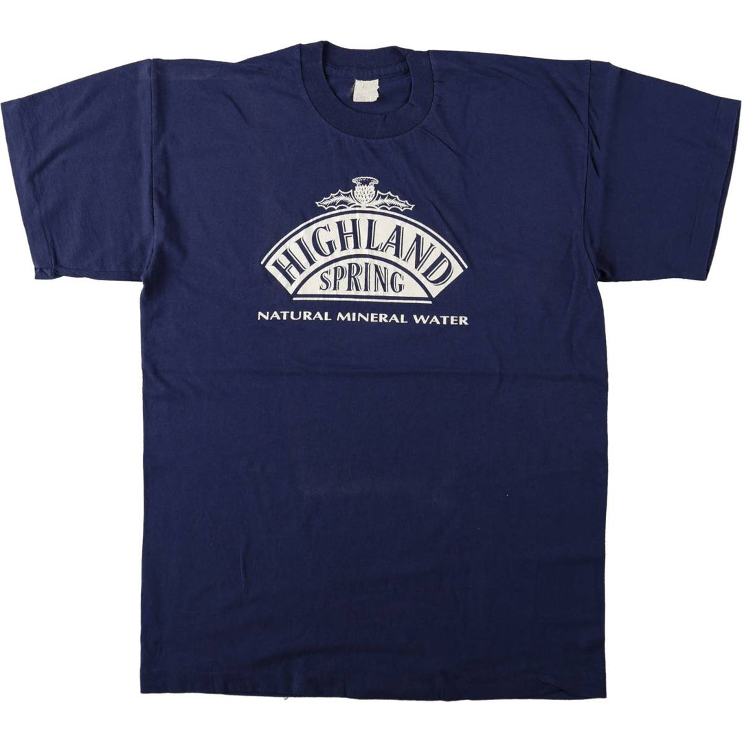 ~90'S HIGHLAND SPRING Advertising T-shirt, Men's Size M (approx.), Vintage unclear Navy blue Vintage Second Hand