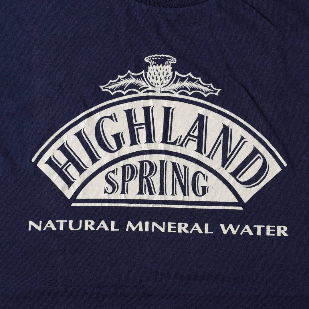 ~90'S HIGHLAND SPRING Advertising T-shirt, Men's Size M (approx.), Vintage unclear Navy blue Vintage Second Hand