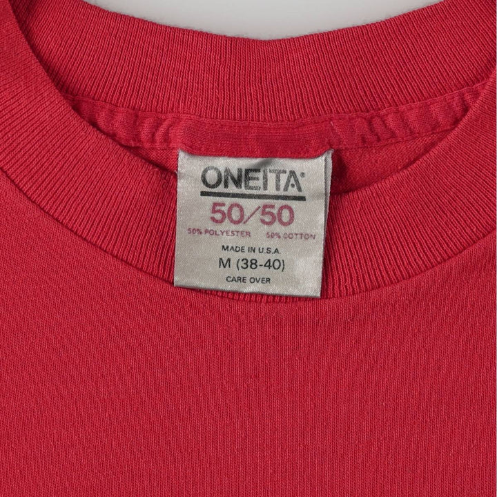 80s-90'S ONEITA Hiragana Advertising T-Shirt, Made in USA, Men's Size M (Equivalent), Vintage polyester red type Vintage Second Hand