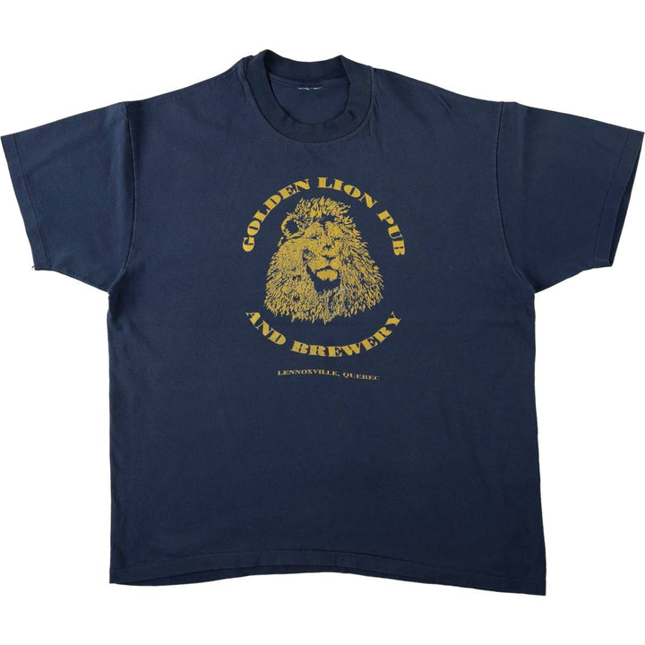 90'S GOLDEN LION PUB AND BREWERY Lion Pattern Advertising T-Shirt, Men's Size L (approx.), Vintage unclear navy blue type Vintage Second Hand