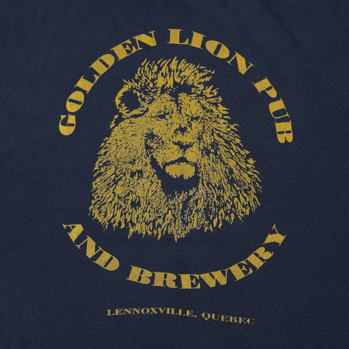 90'S GOLDEN LION PUB AND BREWERY Lion Pattern Advertising T-Shirt, Men's Size L (approx.), Vintage unclear navy blue type Vintage Second Hand