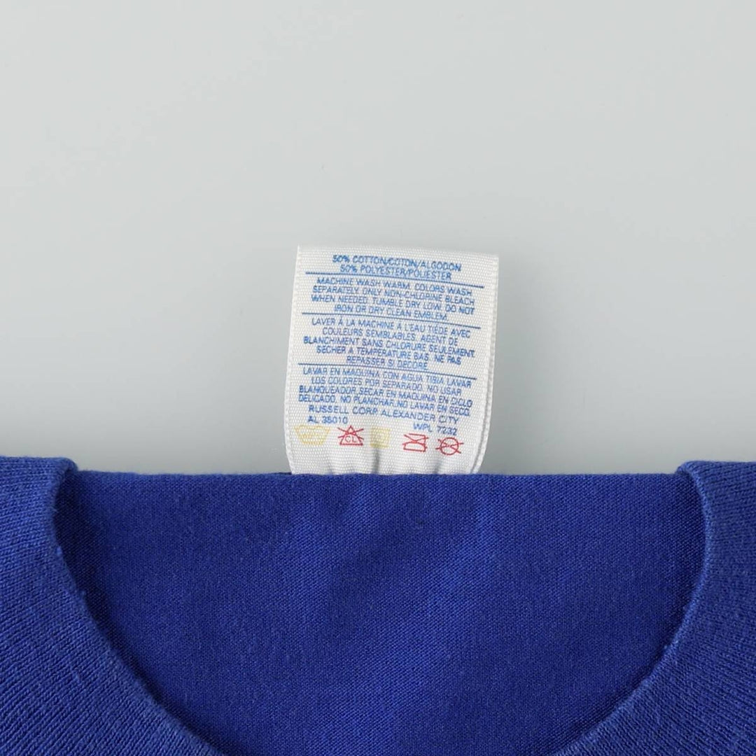 Vintage 80s-90'S Jerzees printed T-shirt, Made in USA, Men's Size L cotton blue type Vintage Second Hand