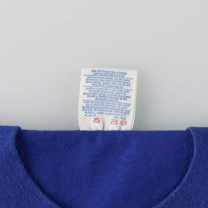 Vintage 80s-90'S Jerzees printed T-shirt, Made in USA, Men's Size L cotton blue type Vintage Second Hand