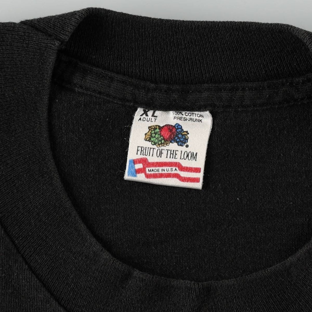 90'S Fruit of the Loom Roadkill Cafe advertising T-shirt, Made in USA, Men's XL equivalent. cotton black type Vintage Second Hand