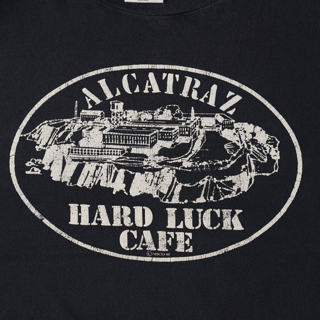 80'S ONEITA parody print T-shirt, Made in USA, Men's XL equivalent, Vintage cotton navy blue type Vintage Second Hand
