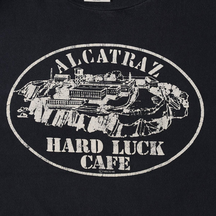 80'S ONEITA parody print T-shirt, Made in USA, Men's XL equivalent, Vintage cotton navy blue type Vintage Second Hand