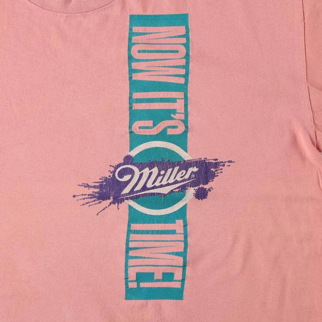 ~90'S Holoubek Miller Print Advertising T-Shirt, Made in USA, Men's XL equivalent, Vintage cotton pink type Vintage Second Hand