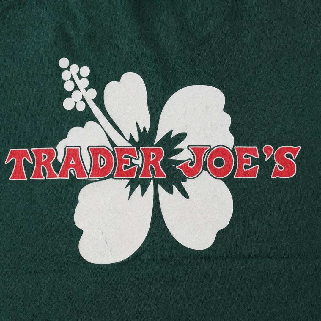 90'S ONEITA Trader Joe's Hibiscus Pattern Advertising T-Shirt, Made in USA, Men's Size M (Equivalent), Vintage cotton Green type dark green Vintage Second Hand