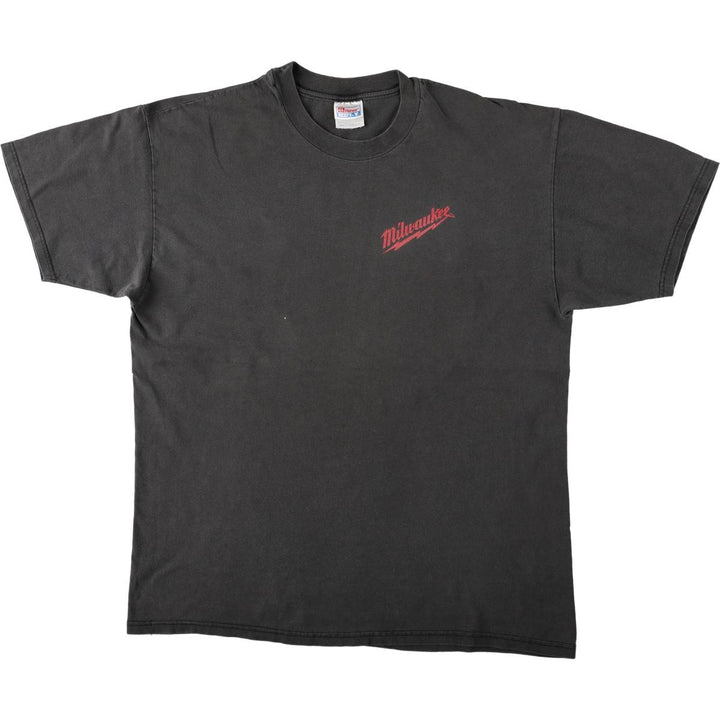 90s-00'S Hanes BEEFY-T Milwaukee Tool advertising T-shirt, men's size XL (approx.) cotton black type Vintage Second Hand