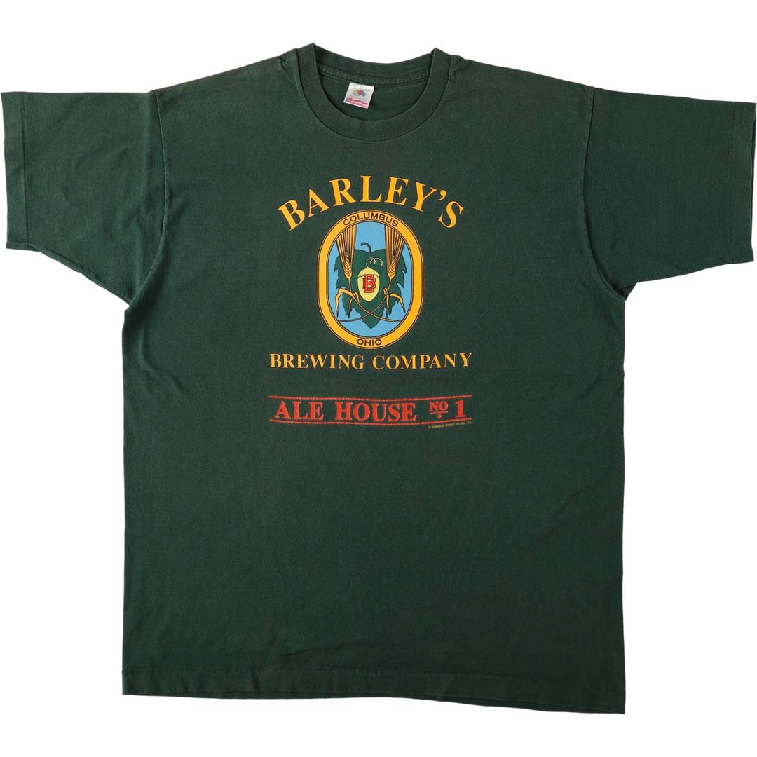 90'S Fruit of the Loom BARLEY'S BREWING COMPANY Advertising T-Shirt, Made in USA, Men's XL equivalent, Vintage cotton Green type dark green Vintage Second Hand