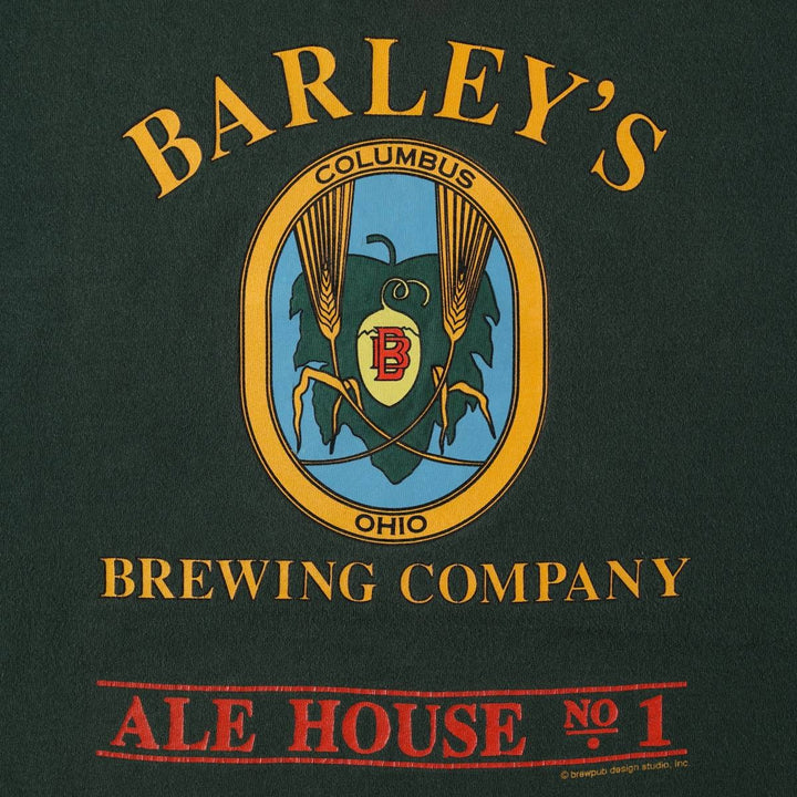 90'S Fruit of the Loom BARLEY'S BREWING COMPANY Advertising T-Shirt, Made in USA, Men's XL equivalent, Vintage cotton Green type dark green Vintage Second Hand