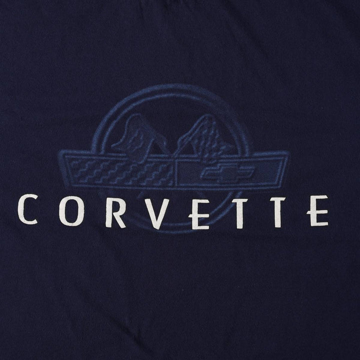 90'S Murina Chevy Corvette Advertising T-Shirt, Made in USA, Men's XL equivalent, Vintage cotton Navy blue Vintage Second Hand