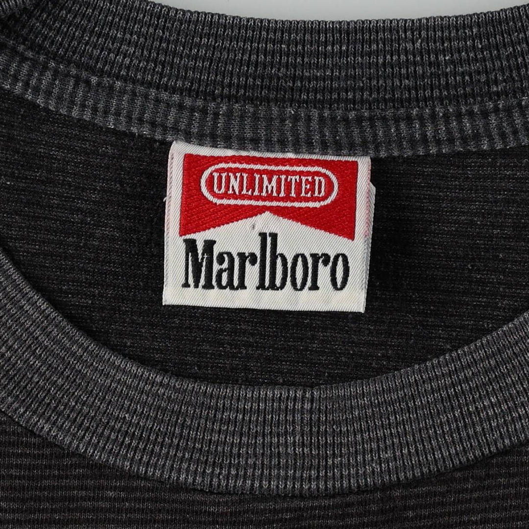~90'S Marlboro striped pattern advertising T-shirt, men's size XL equivalent, vintage. unclear Charcoal Vintage Second Hand