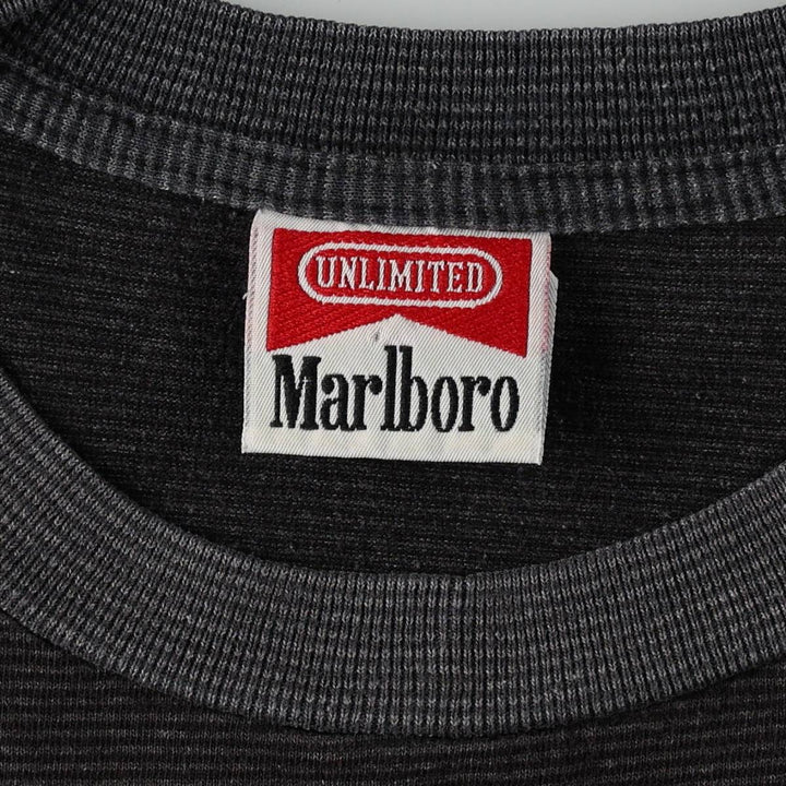 ~90'S Marlboro striped pattern advertising T-shirt, men's size XL equivalent, vintage. unclear Charcoal Vintage Second Hand