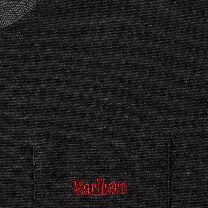 ~90'S Marlboro striped pattern advertising T-shirt, men's size XL equivalent, vintage. unclear Charcoal Vintage Second Hand