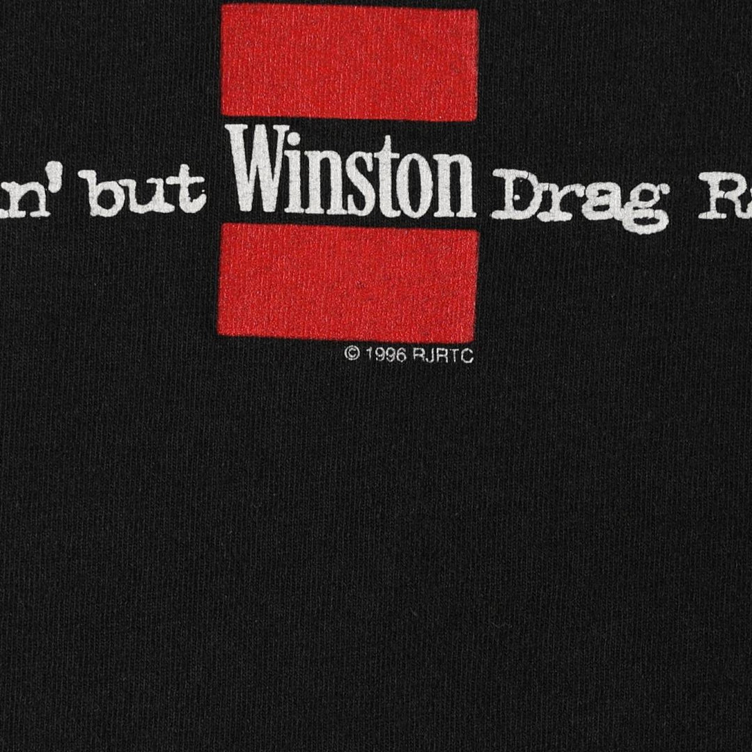 90'S Fruit of the Loom Winston advertising T-shirt, Made in USA, Men's XL equivalent. cotton black type Vintage Second Hand