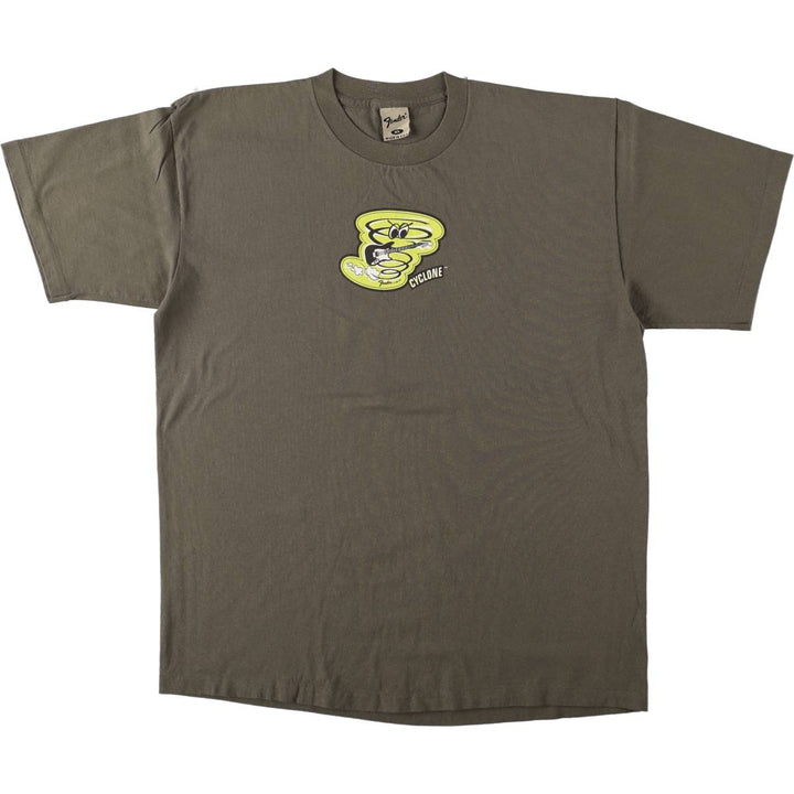 ~90'S Fender Advertising T-Shirt, Made in USA, Men's XL equivalent, Vintage cotton Khaki type Vintage Second Hand