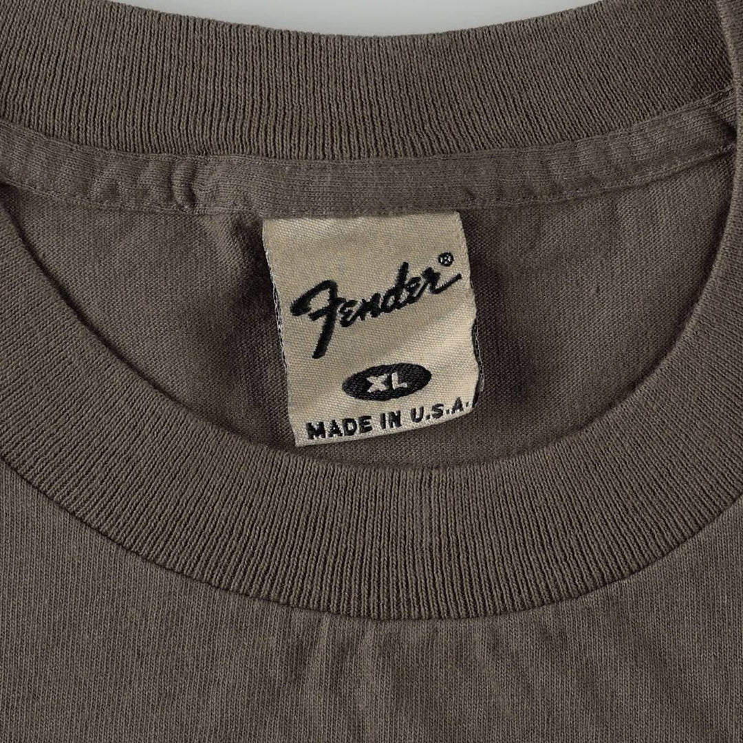 ~90'S Fender Advertising T-Shirt, Made in USA, Men's XL equivalent, Vintage cotton Khaki type Vintage Second Hand
