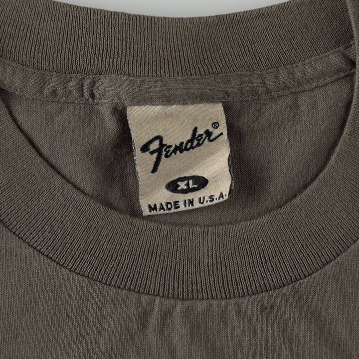 ~90'S Fender Advertising T-Shirt, Made in USA, Men's XL equivalent, Vintage cotton Khaki type Vintage Second Hand