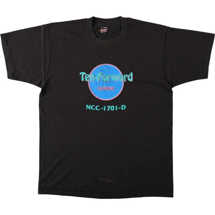 90'S Fruit of the Loom Star Trek: The Next Generation parody movie t-shirt, made in USA, men's size L equivalent. cotton black type Vintage Second Hand