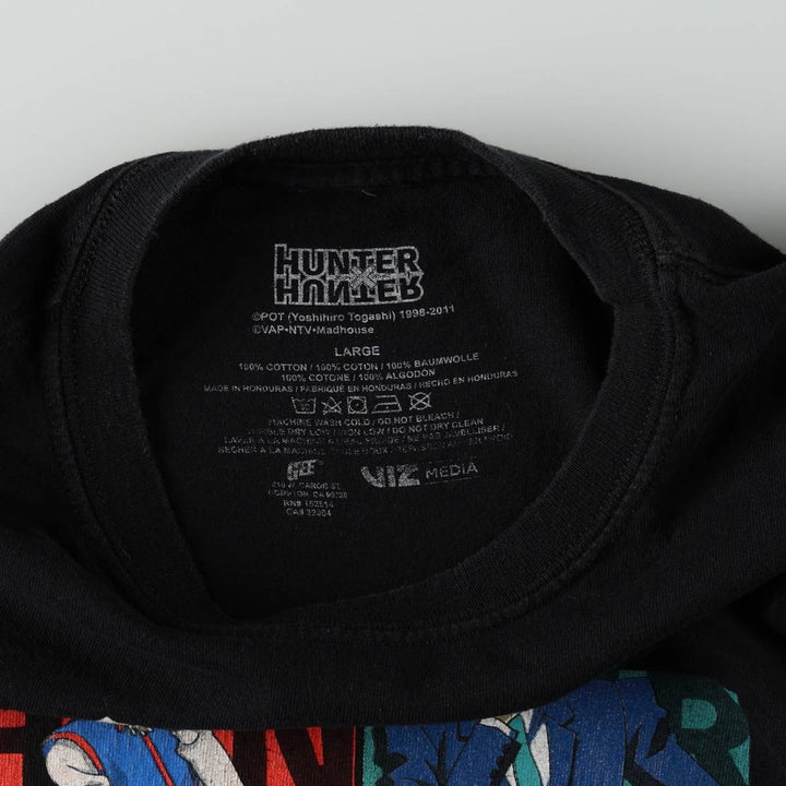 HUNTERxHUNTER Anime Character Print T-Shirt, Men's Size L cotton black type Vintage Second Hand