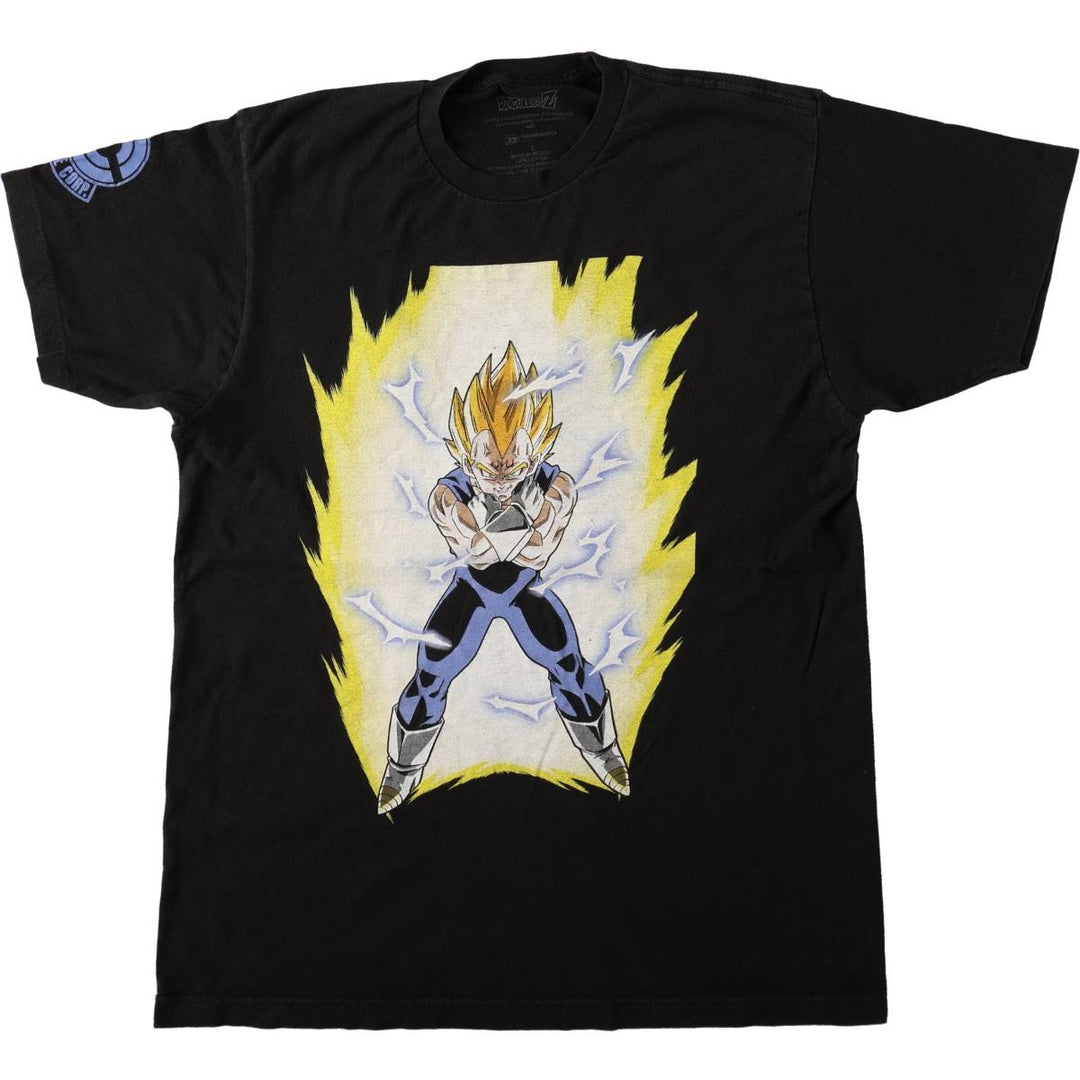 DRAGONBALL Z Vegeta Anime Character Print T-Shirt (Men's Size L) cotton black type Vintage Second Hand