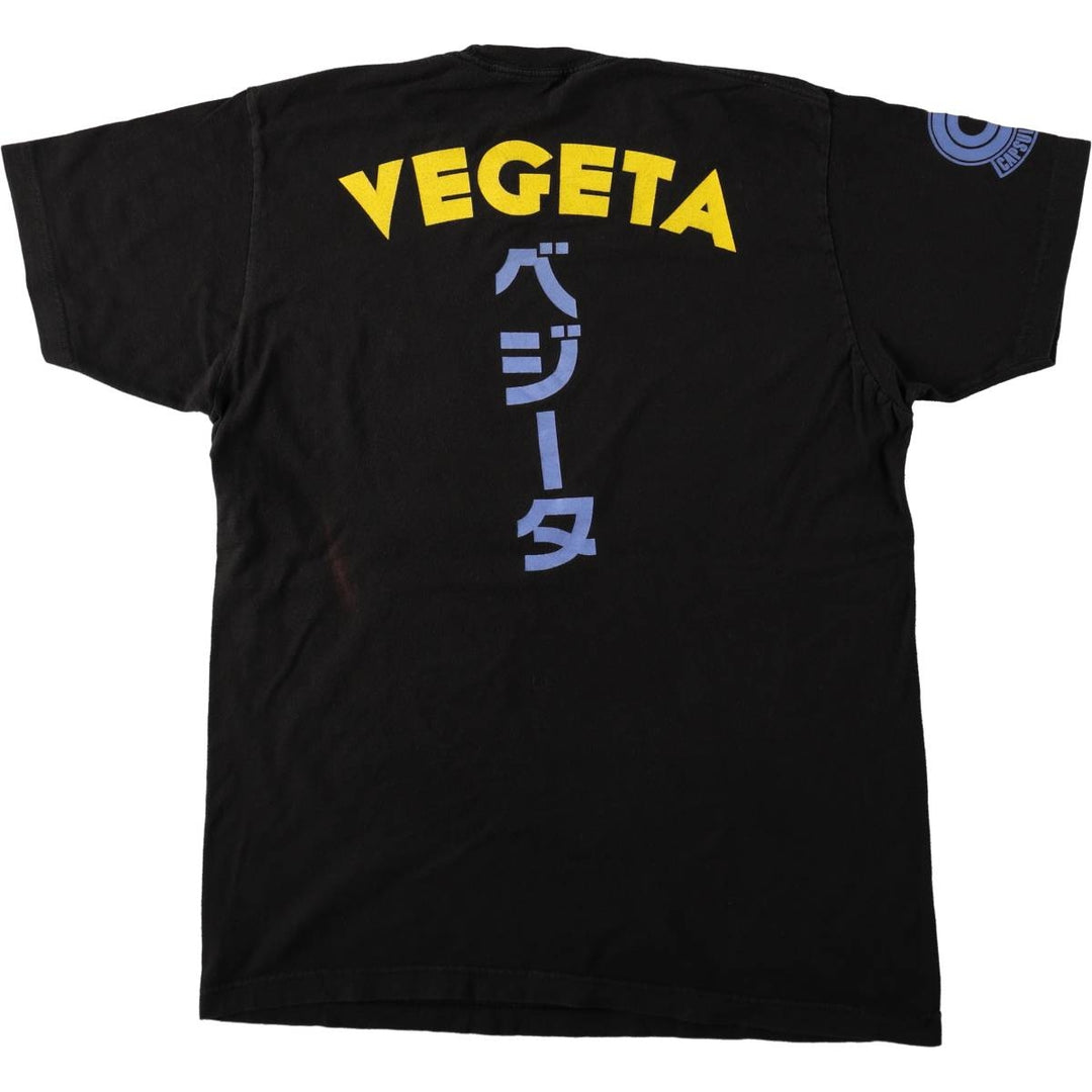 DRAGONBALL Z Vegeta Anime Character Print T-Shirt (Men's Size L) cotton black type Vintage Second Hand