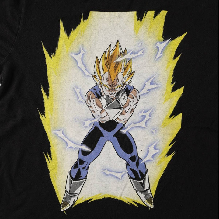 DRAGONBALL Z Vegeta Anime Character Print T-Shirt (Men's Size L) cotton black type Vintage Second Hand