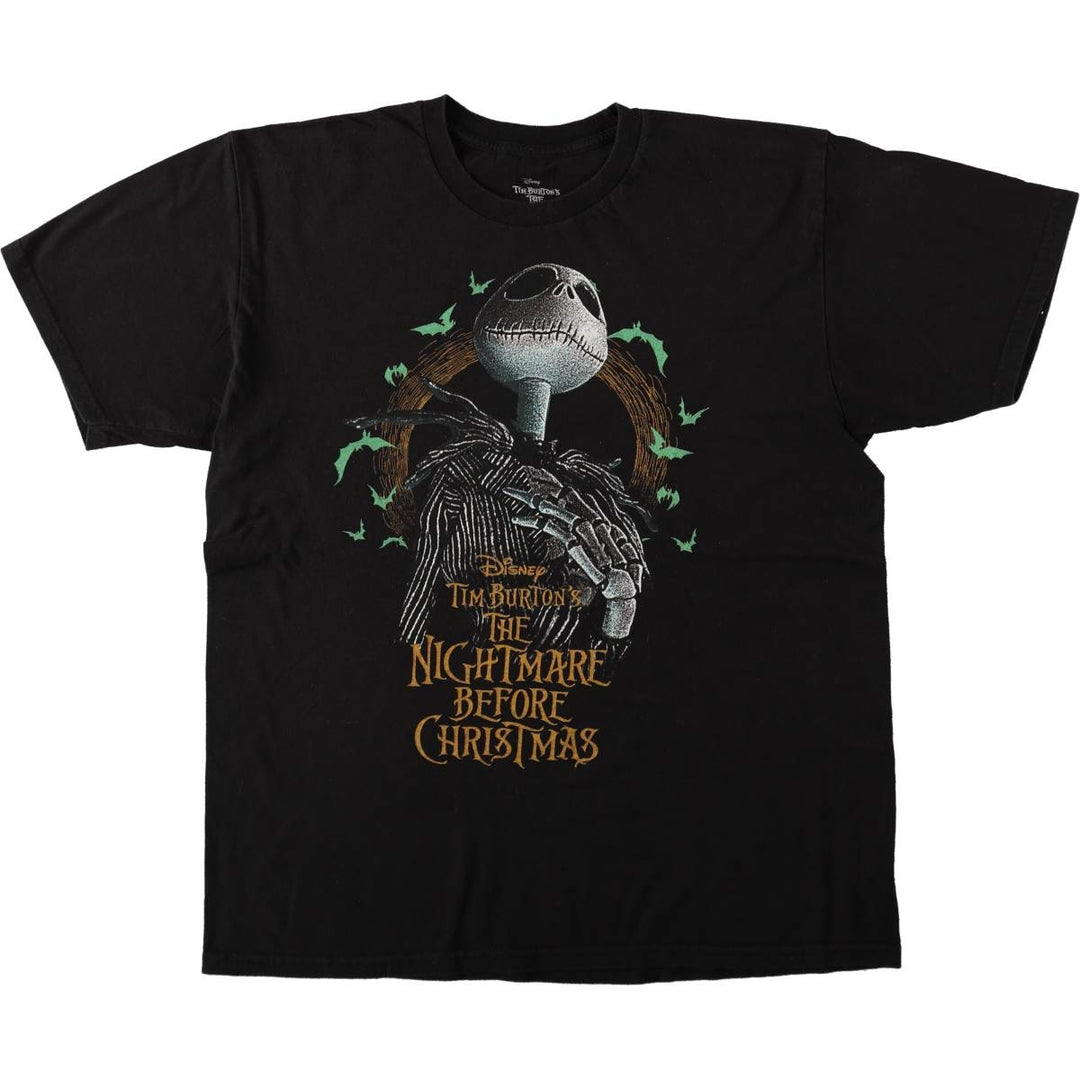 The Nightmare Before Christmas Character Print T-Shirt (Men's Size L) cotton black type Vintage Second Hand