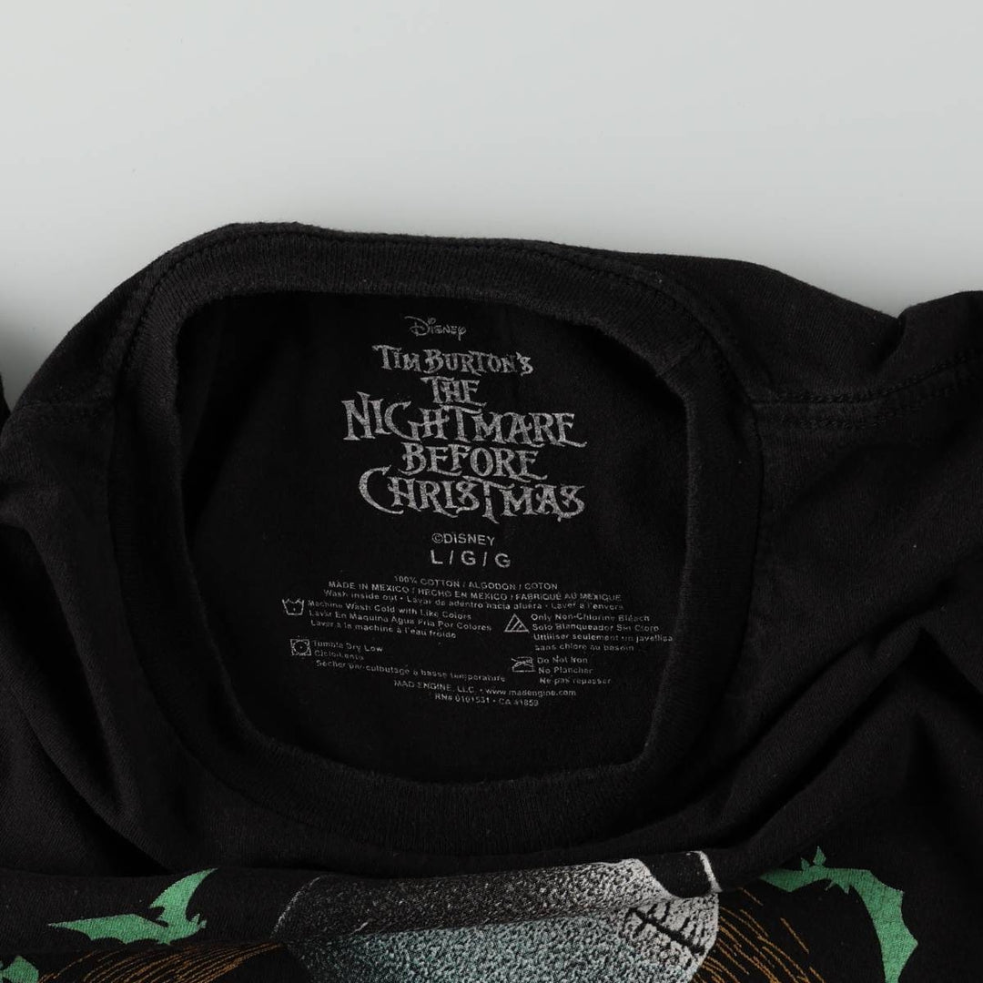 The Nightmare Before Christmas Character Print T-Shirt (Men's Size L) cotton black type Vintage Second Hand