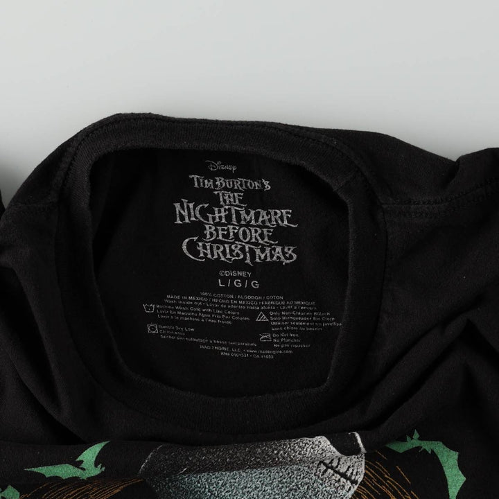The Nightmare Before Christmas Character Print T-Shirt (Men's Size L) cotton black type Vintage Second Hand