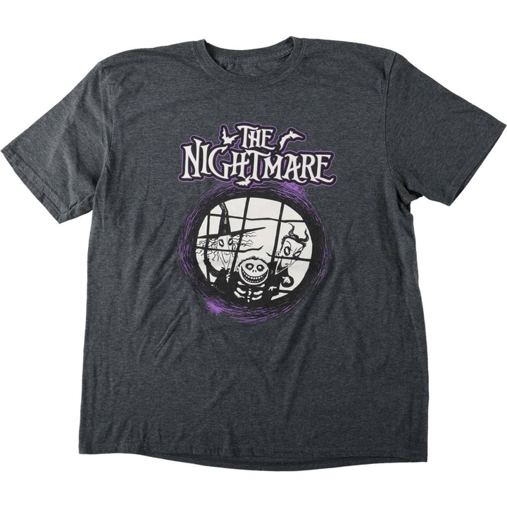 THE NIGHTMARE BEFORE CHRISTMAS Character Print T-Shirt (Men's XL equivalent) cotton Charcoal Vintage Second Hand