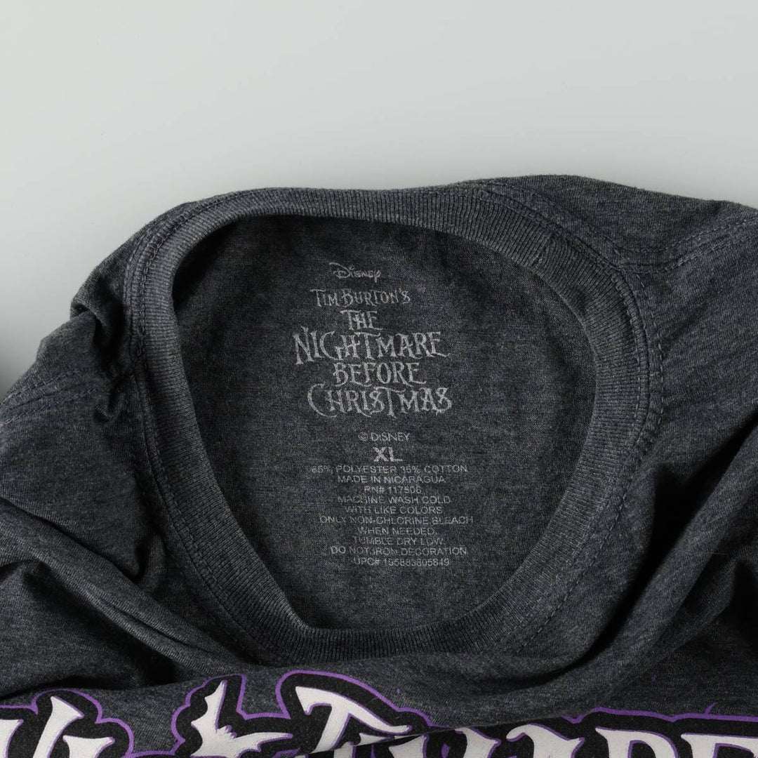 THE NIGHTMARE BEFORE CHRISTMAS Character Print T-Shirt (Men's XL equivalent) cotton Charcoal Vintage Second Hand